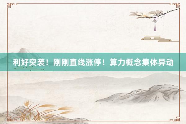 利好突袭！刚刚直线涨停！算力概念集体异动