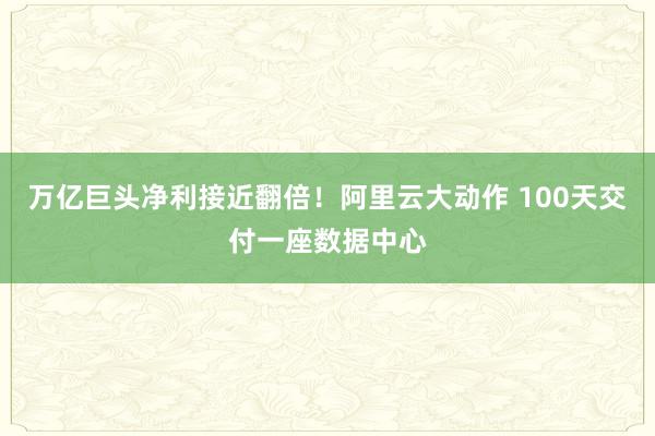 万亿巨头净利接近翻倍！阿里云大动作 100天交付一座数据中心