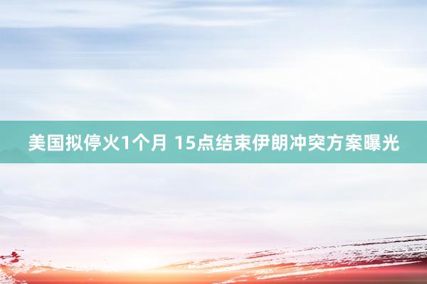 美国拟停火1个月 15点结束伊朗冲突方案曝光
