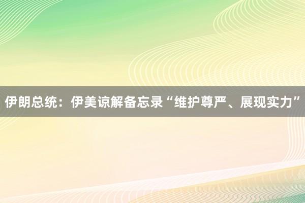 伊朗总统：伊美谅解备忘录“维护尊严、展现实力”