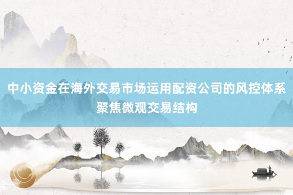 中小资金在海外交易市场运用配资公司的风控体系聚焦微观交易结构