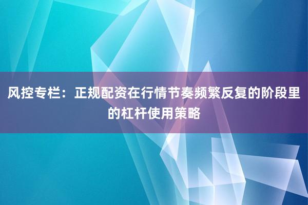 风控专栏：正规配资在行情节奏频繁反复的阶段里的杠杆使用策略