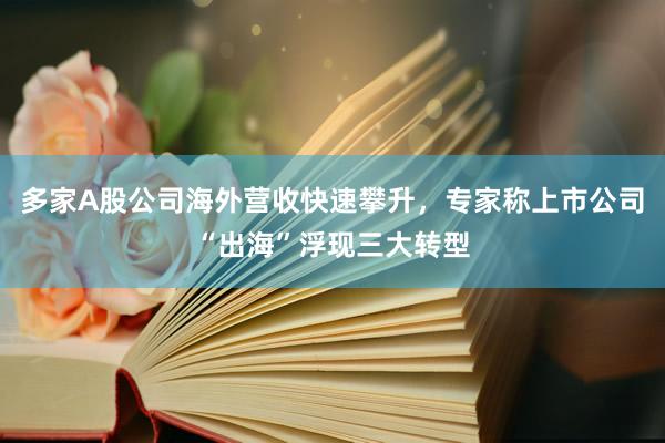 多家A股公司海外营收快速攀升，专家称上市公司“出海”浮现三大转型