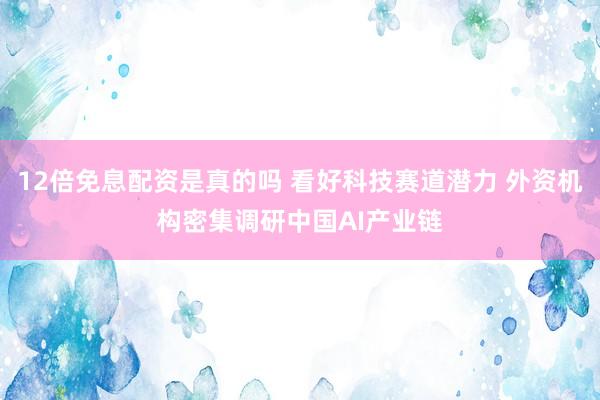 12倍免息配资是真的吗 看好科技赛道潜力 外资机构密集调研中国AI产业链