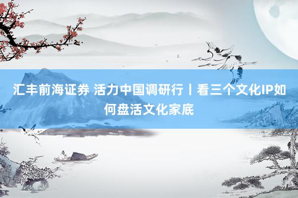 汇丰前海证券 活力中国调研行丨看三个文化IP如何盘活文化家底