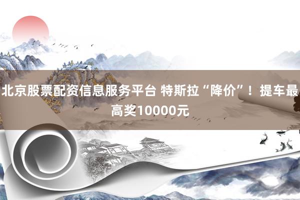北京股票配资信息服务平台 特斯拉“降价”！提车最高奖10000元