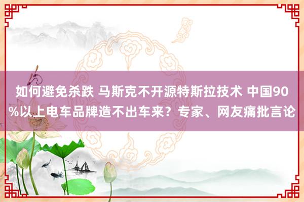 如何避免杀跌 马斯克不开源特斯拉技术 中国90%以上电车品牌造不出车来？专家、网友痛批言论