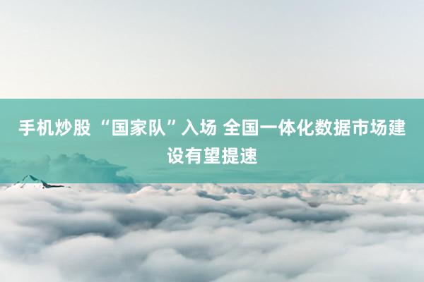 手机炒股 “国家队”入场 全国一体化数据市场建设有望提速